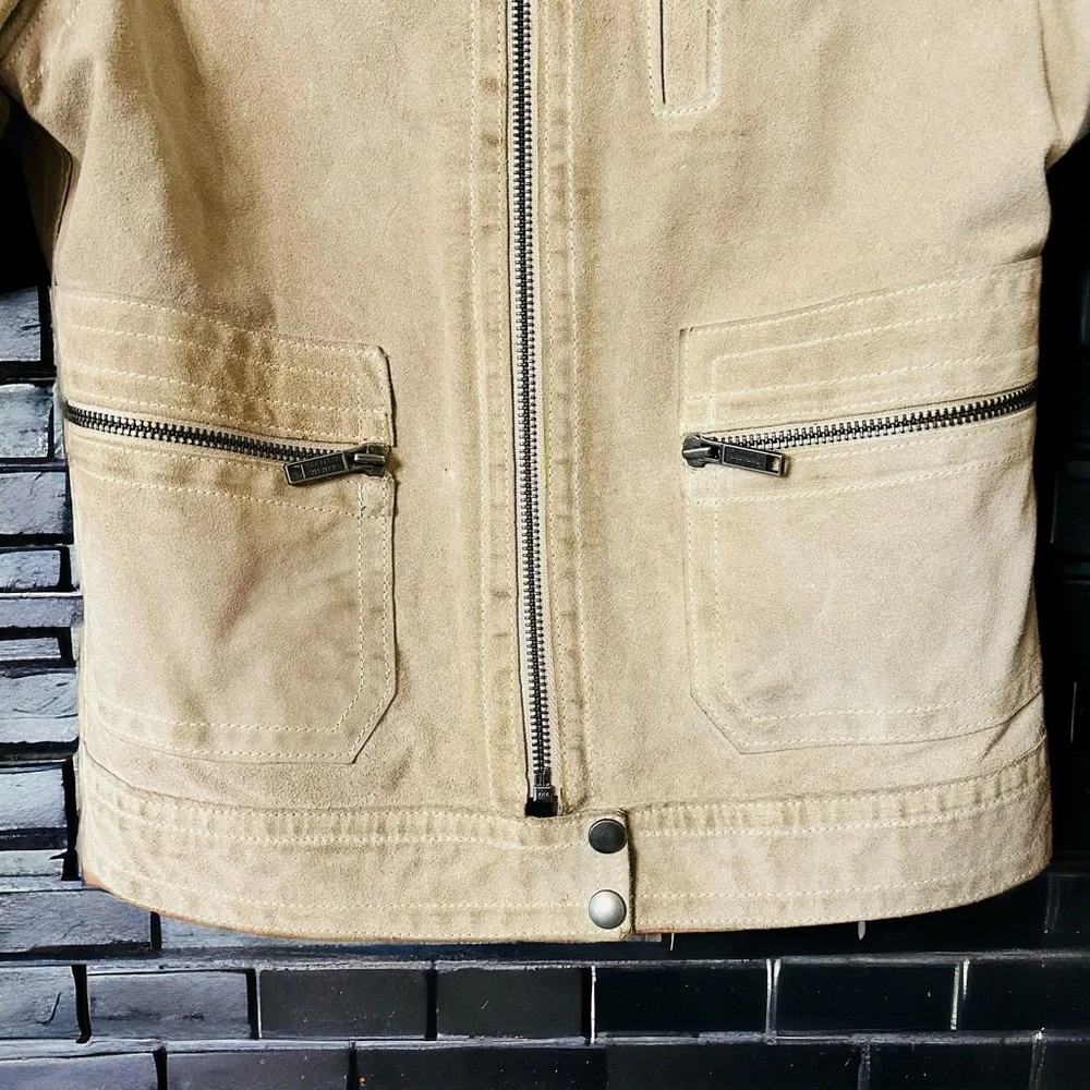 Banana Republic Cream Tan Suede Leather Moto Jacket | Size PXS | - Picture 3 of 16